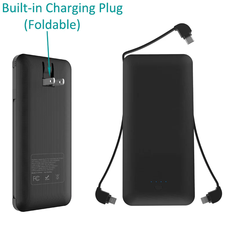 3-in-1 10000mAh Power Bank Portable Charger - AC Plug - Fonus C07 - Image 3
