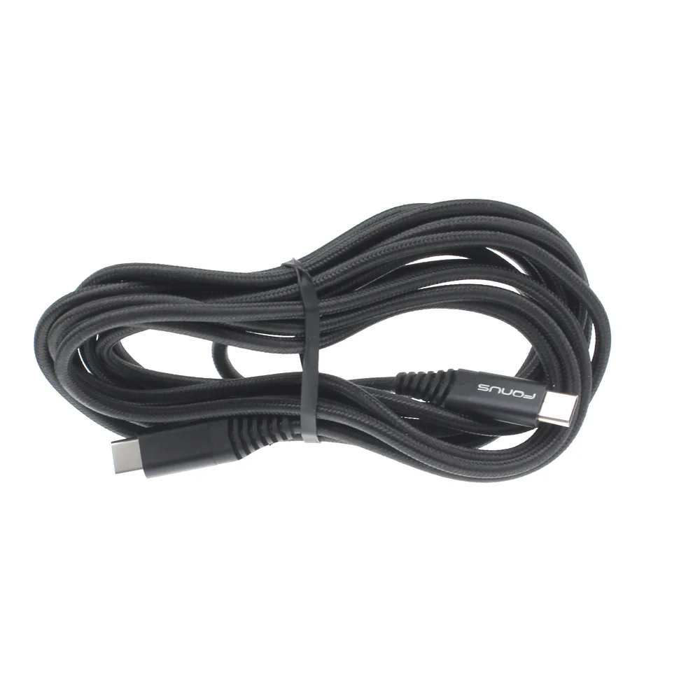10ft USB-C to Type-C PD Cable Charger Cord - Braided - Black - Fonus R22