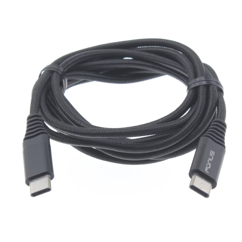 10ft USB-C to Type-C PD Cable Charger Cord - Braided - Black - Fonus R22 - Image 2