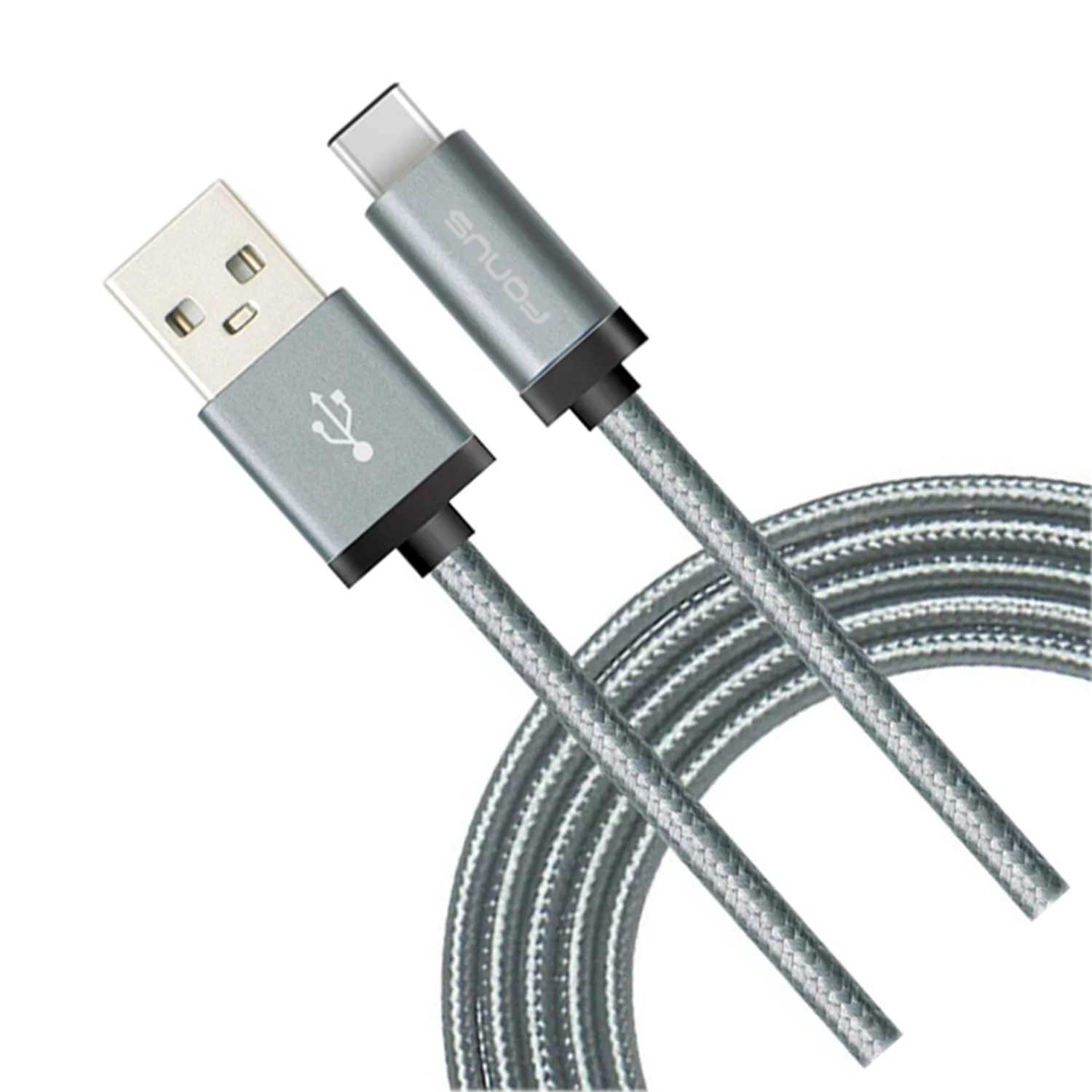 10ft USB-C Cable Charger Cord - Braided - Gray - Fonus D86