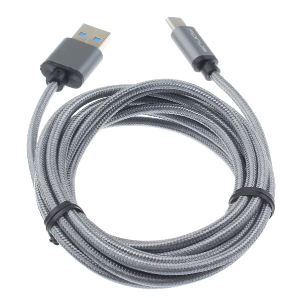 10ft USB-C Cable Charger Cord - Braided - Gray - Fonus D86 - Image 2