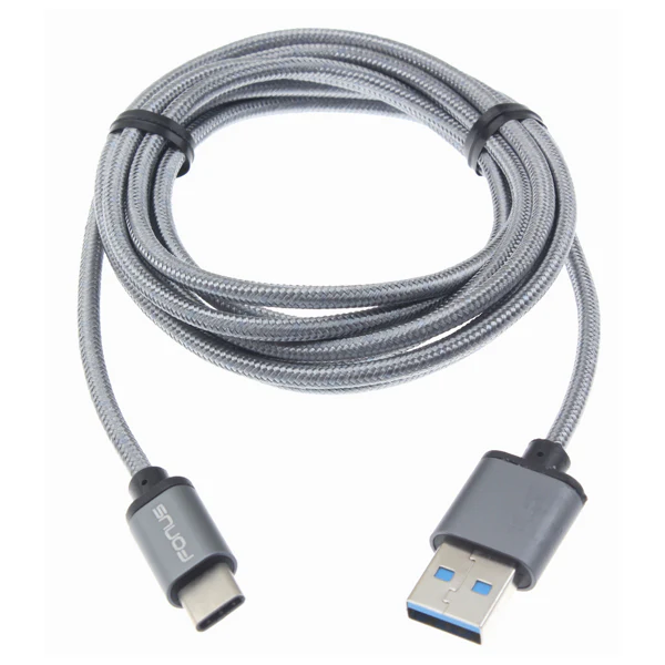 10ft USB-C Cable Charger Cord - Braided - Gray - Fonus D86 - Image 6