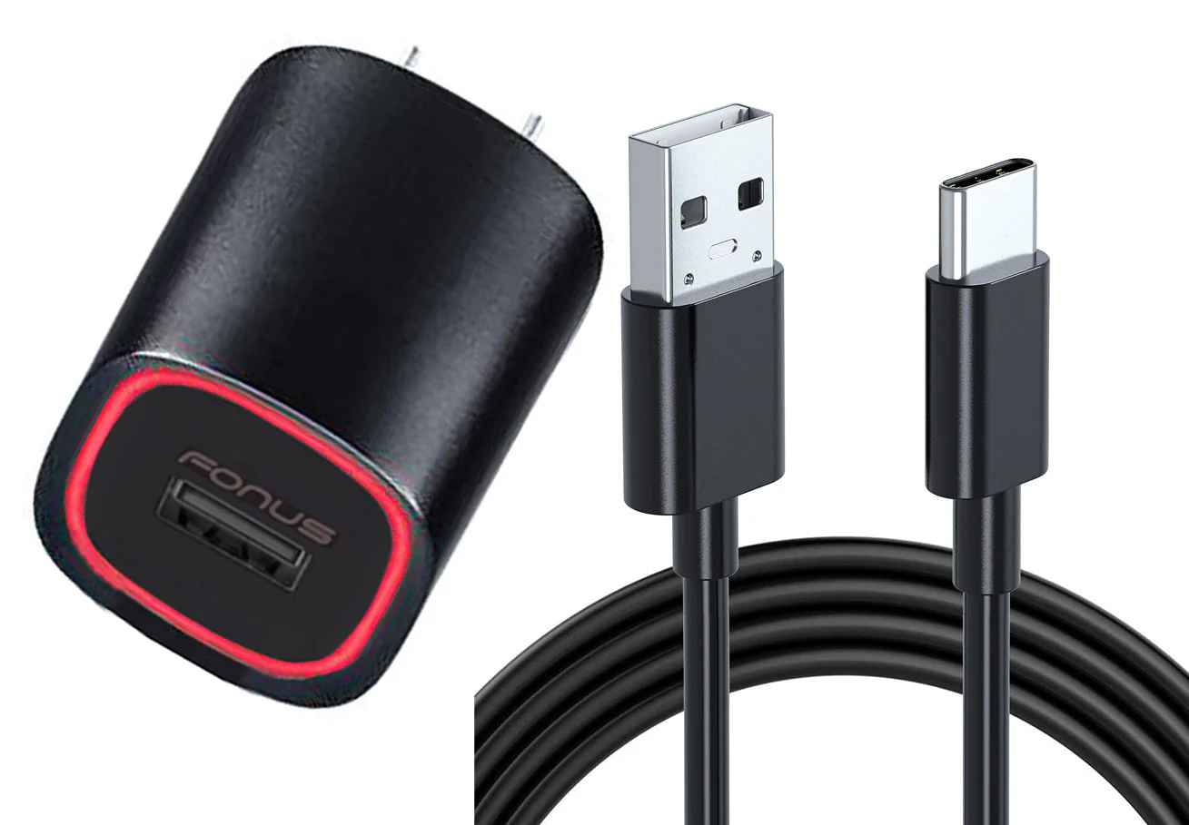 2.4A Home Wall AC Charger 6ft Long USB-C Cable - Fonus A07