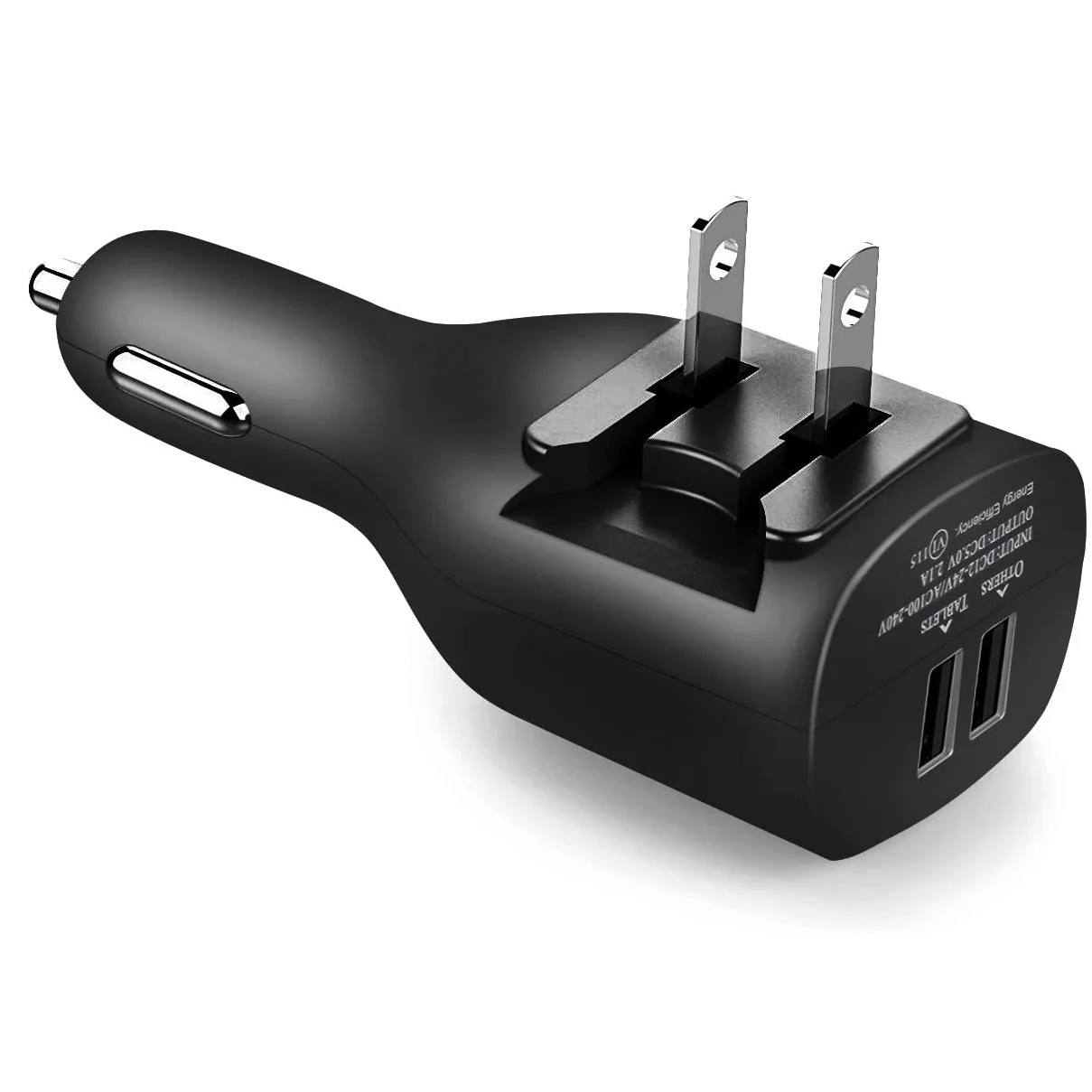 2-in-1 Car Home Charger Coiled USB Cable Micro-USB to USB-C Adapter Charger Cord Power Wire Black - ZDE96 - Image 2