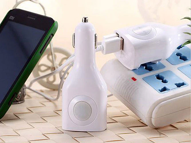 2-in-1 Car Home Charger Coiled USB Cable Micro-USB to USB-C Adapter Charger Cord Power Wire Folding Prongs - ZDK12 - Image 7