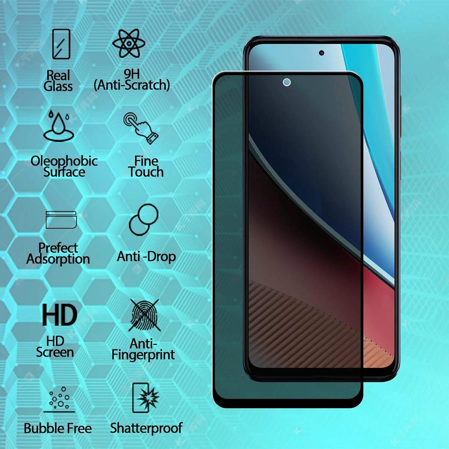 2 Pack Privacy Screen Protector Tempered Glass Anti-Spy 9H Hardness Anti-Peep 3D Edge - ZD2SP24 - Image 3