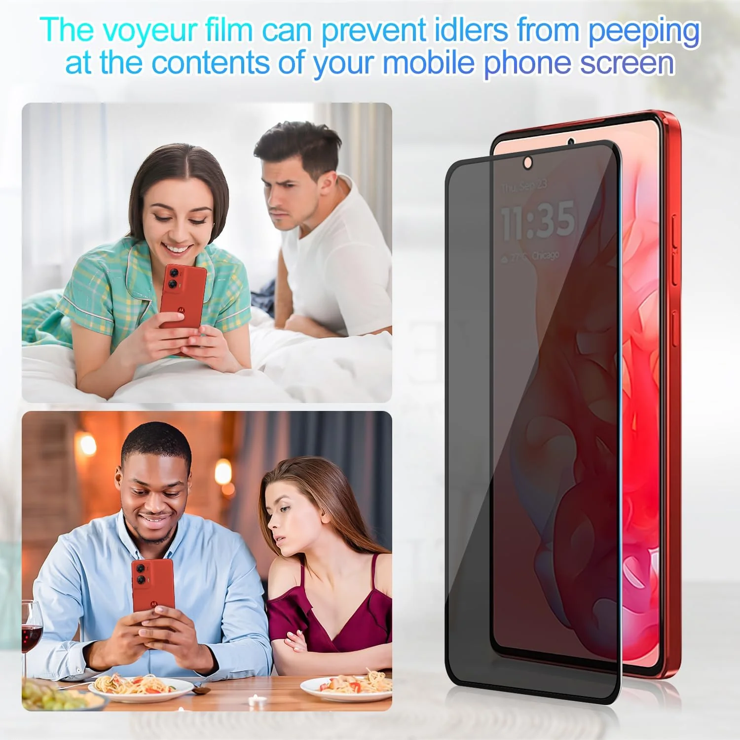 2 Pack Privacy Screen Protector Tempered Glass Anti-Spy 9H Hardness Anti-Peep 3D Edge - ZD2V78 - Image 2