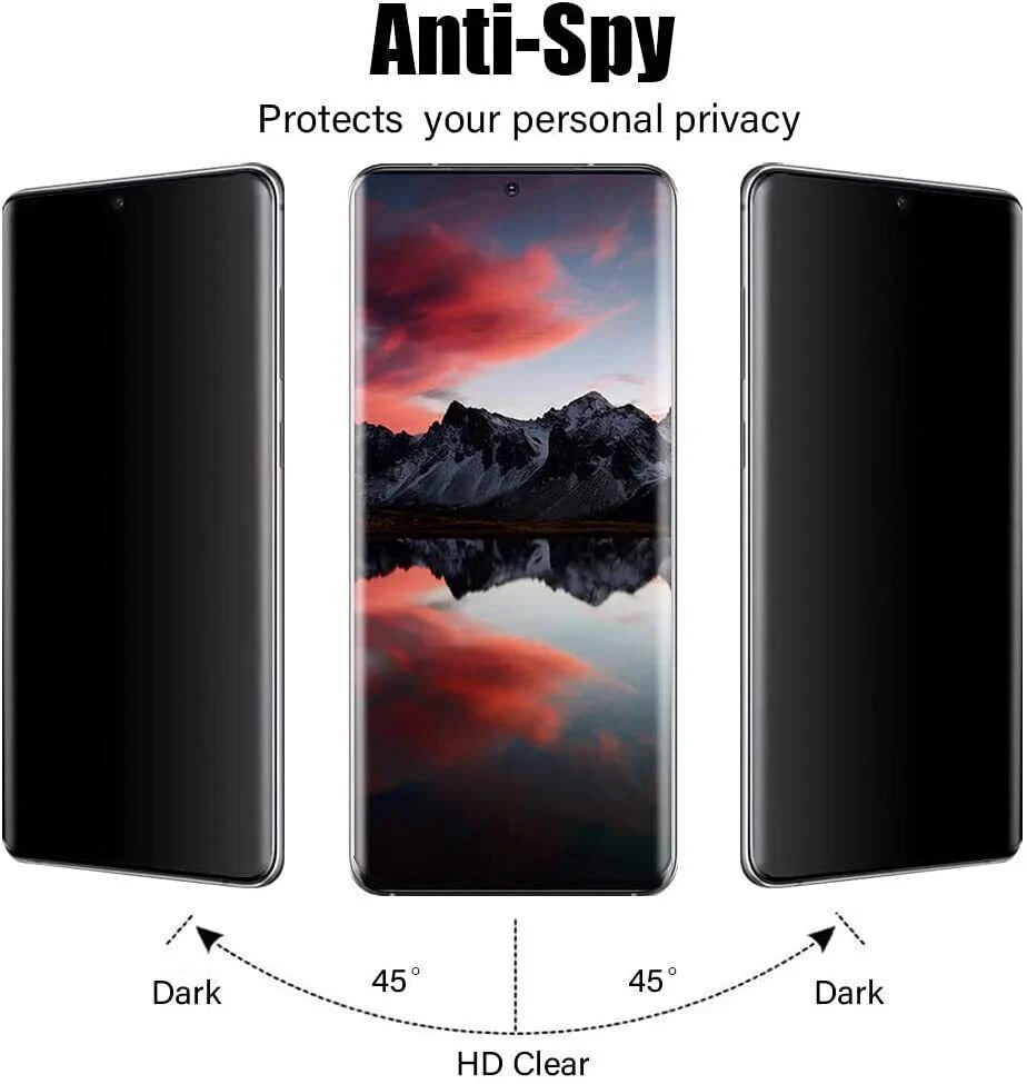 2 Pack Privacy Screen Protector TPU Film Fingerprint Works Anti-Spy Anti-Peep 3D Edge - ZD2V48 - Image 2