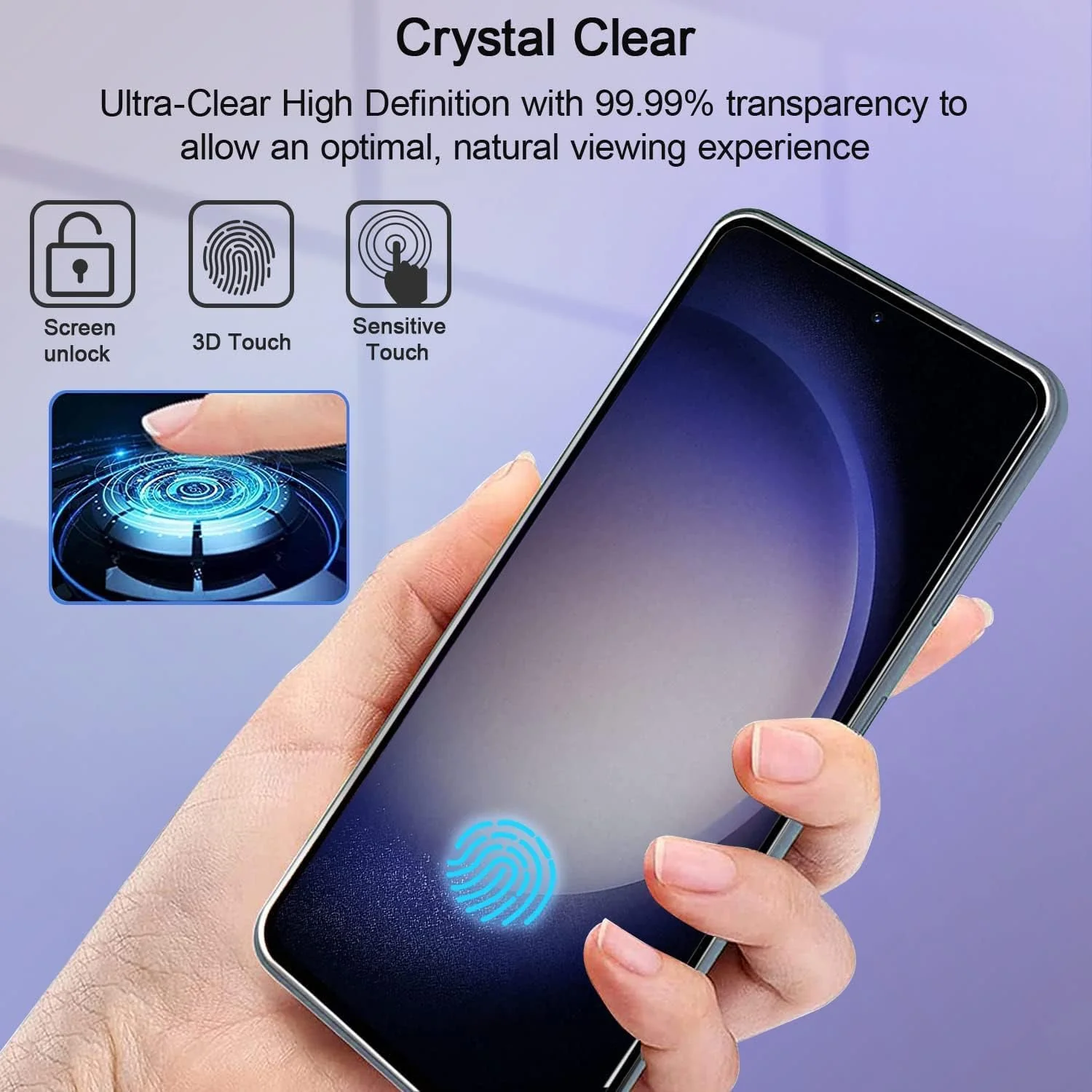 2 Pack Screen Protector Tempered Glass HD Clear Full Cover (Fingerprint Unlock) 9H Hardness - ZD2V58 - Image 4