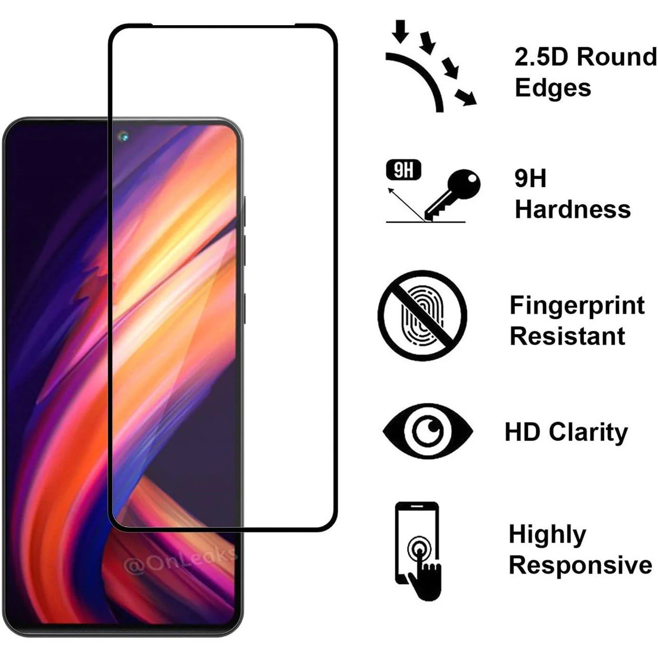 2 Pack Screen Protector Tempered Glass HD Clear Full Cover (Fingerprint Unlock) 9H Hardness - ZD2V76 - Image 2