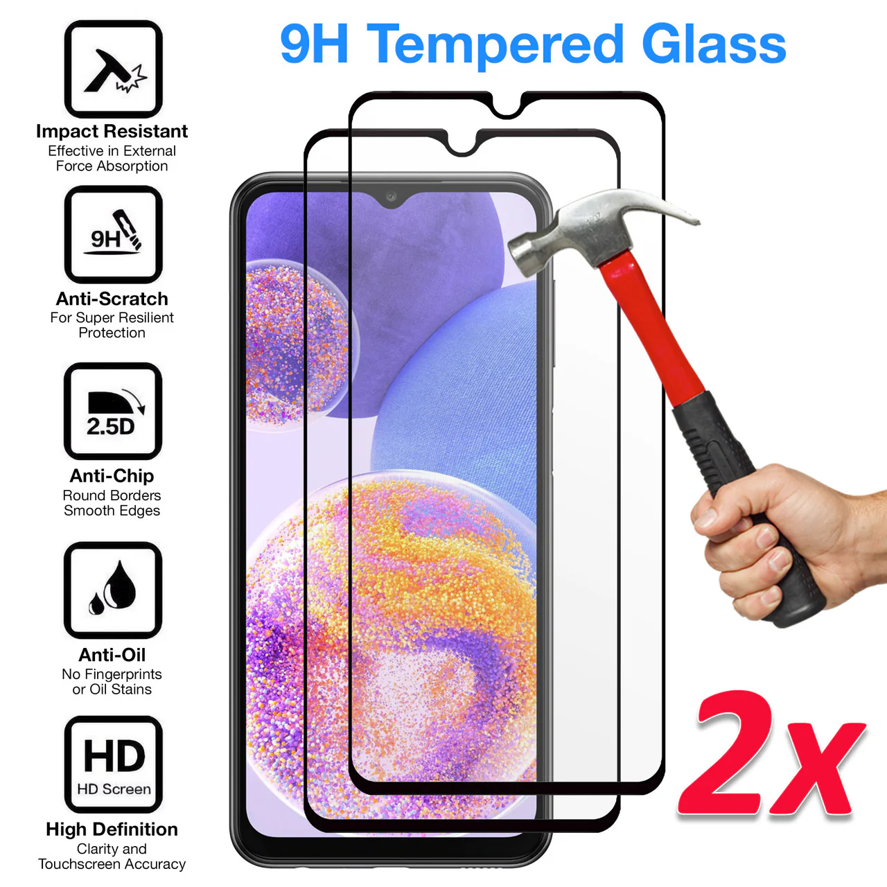 2 Pack Screen Protector Tempered Glass HD Clear Full Cover (Fingerprint Unlock) 9H Hardness - ZD2XF14 - Image 2