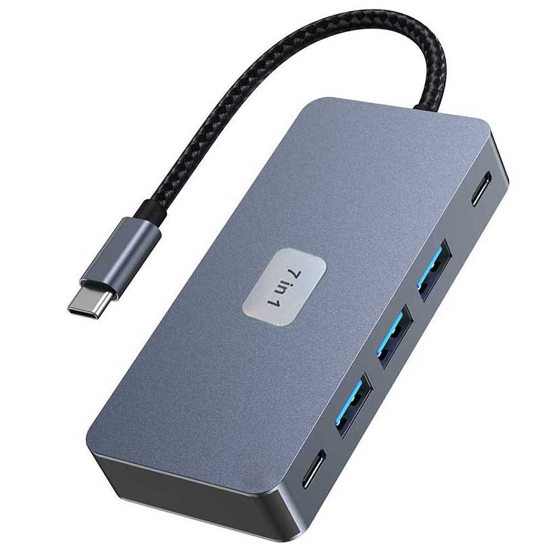 2 Port HDMI TV Adapter 7-in-1 USB-C Hub TYPE-C PD Charger Audio Video Projector Converter - ZDZ88