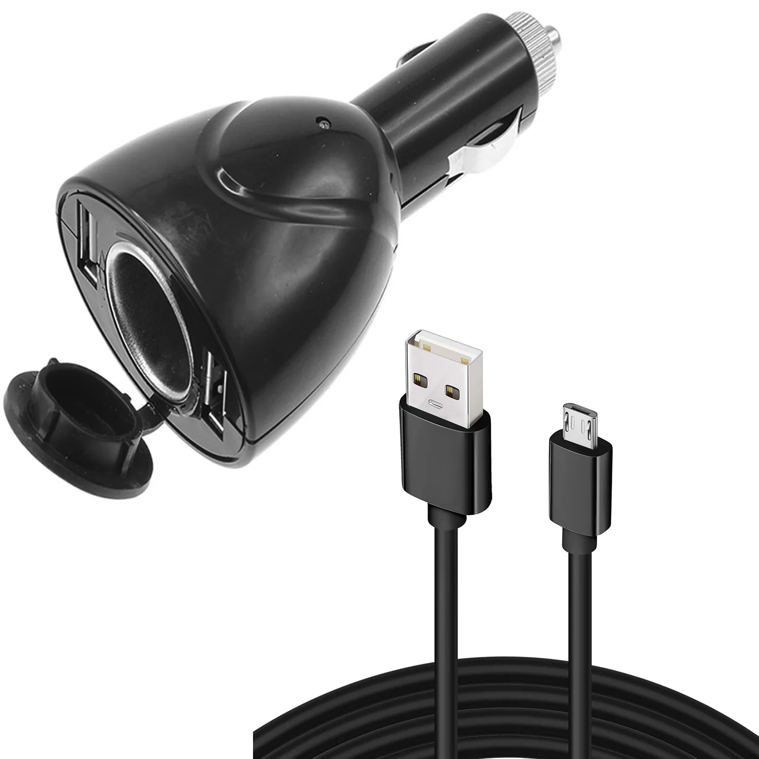 2-Port USB Charger 6ft Long Cable Power Cord DC Socket Adapter Micro-USB Wire - ZDA89