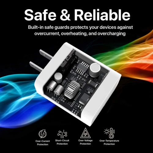 18W USB-C Fast PD Wall Charger 6ft Type-C Cable - Fonus J09 - Image 3