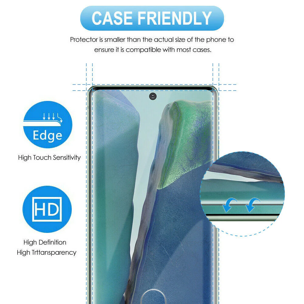 3 Pack Screen Protector Tempered Glass (Fingerprint Unlock) 3D Curved Edge Full Cover HD Clear - ZD3E92 - Image 5
