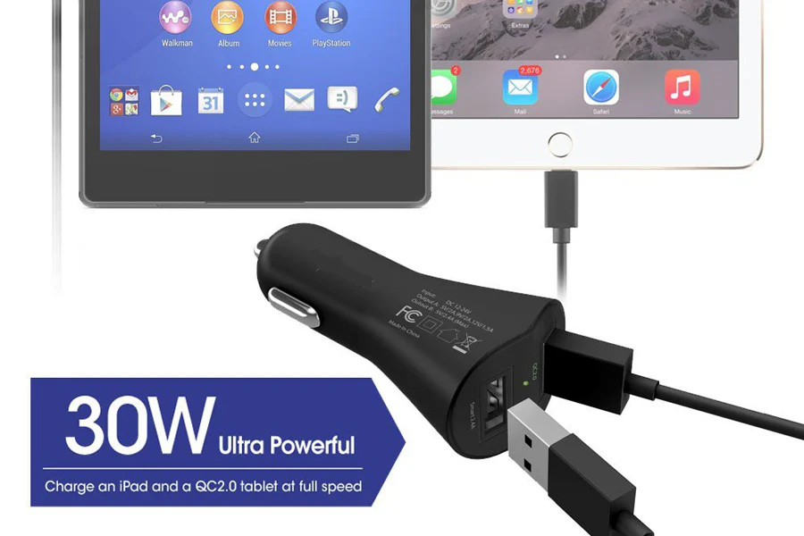 30W QC Fast Car Charger 2-Port USB 6ft Cable - USB-C - Fonus A56 - Image 6