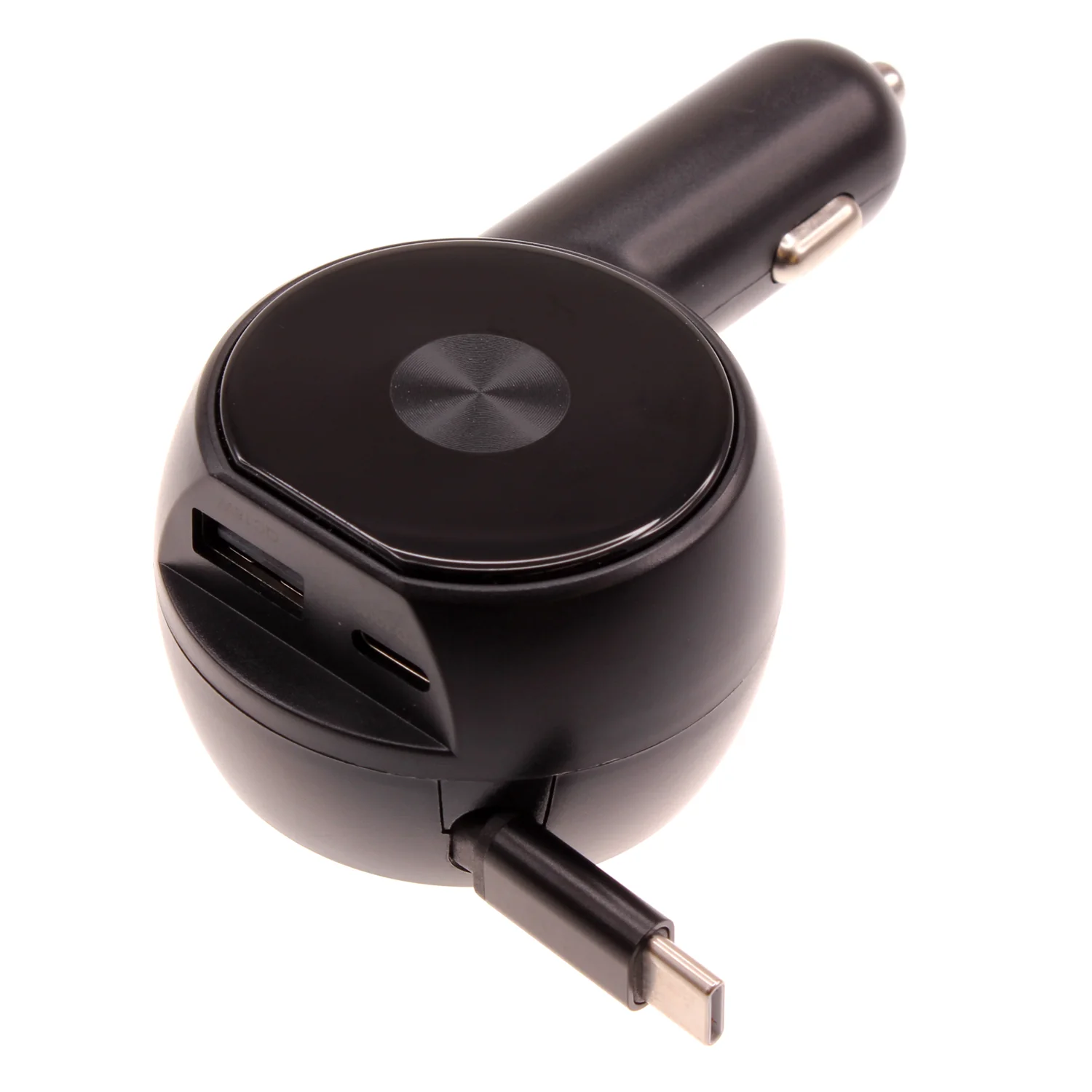 30W Car Charger Retractable 3 Amp Type-C 2-Port USB Fast Charge - ZDK38
