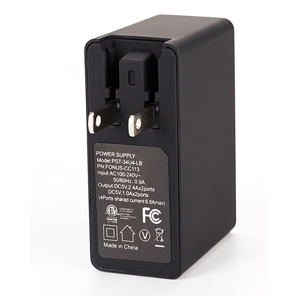 34W 6.8A 4-Port USB Home Wall Charger - Smart Detect - Fonus K64 - Image 2