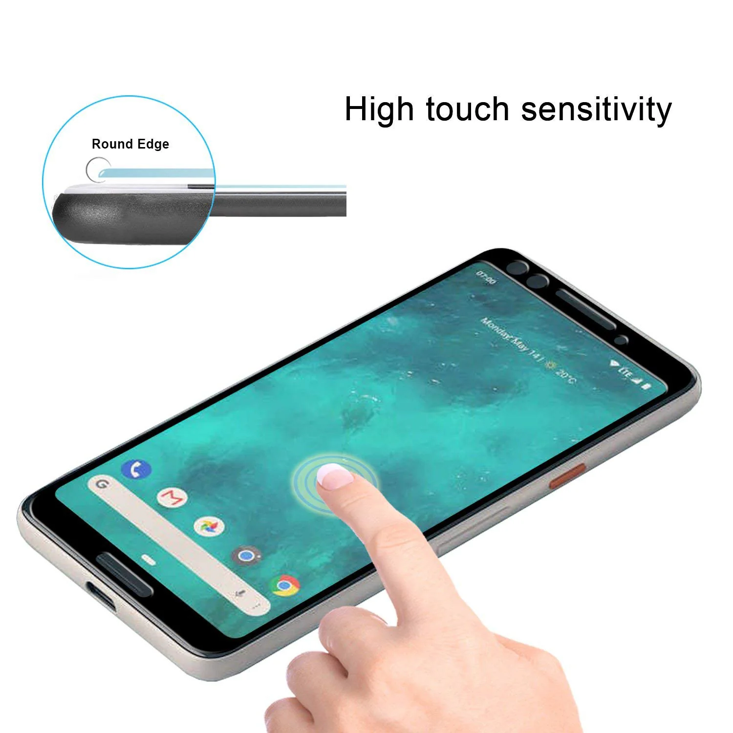 Google Pixel 3 - Tempered Glass Screen Protector - HD Clear - Curved - Full Cover - Image 2