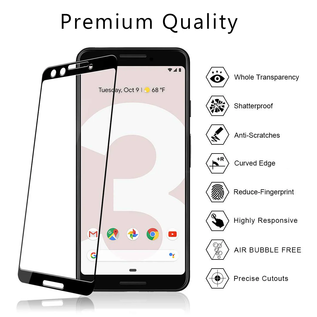Google Pixel 3 - Tempered Glass Screen Protector - HD Clear - Curved - Full Cover - Image 4