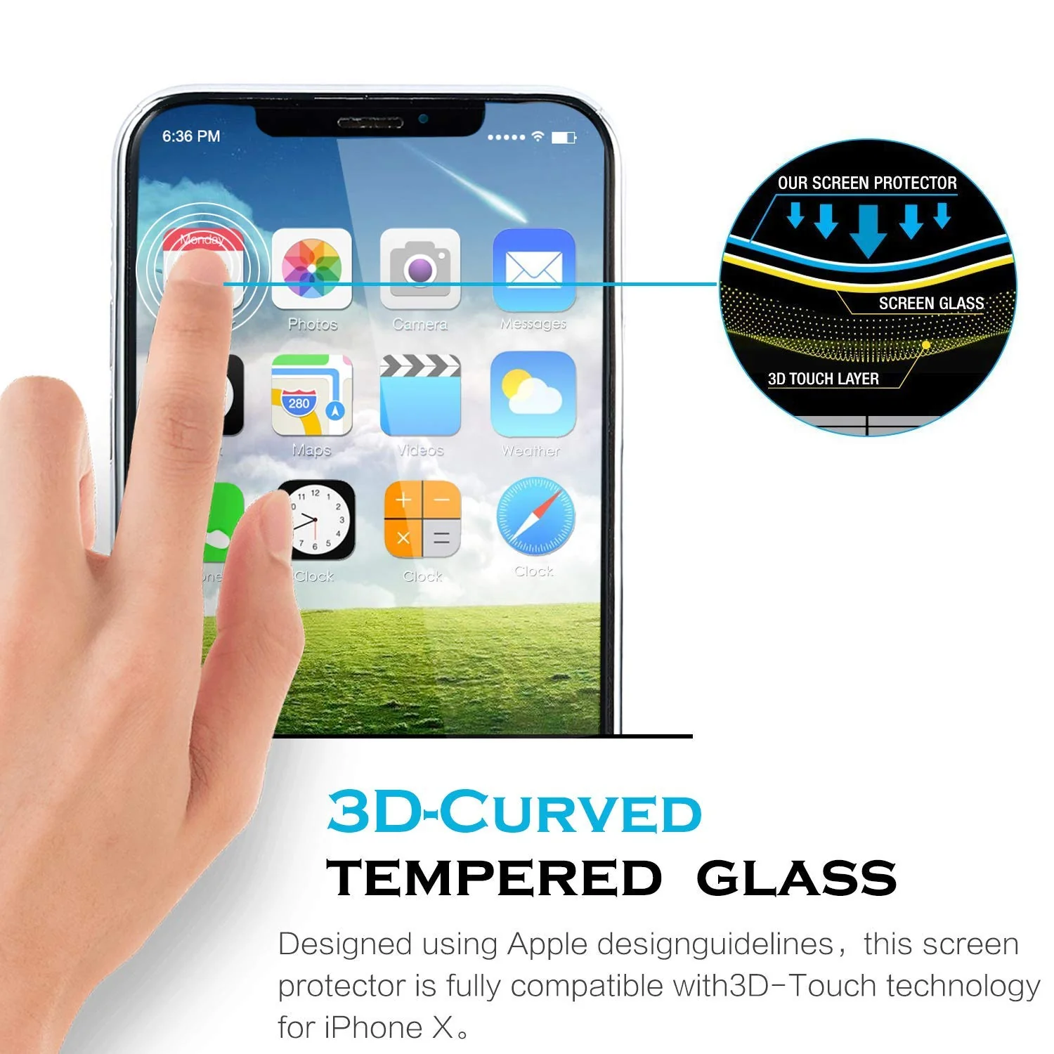 iPhone X/XS/11 Pro - Tempered Glass Screen Protector - HD Clear - 5D Curved - Full Cover - Image 8