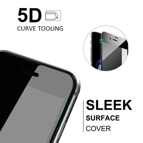 iPhone 6S/7/8 - Tempered Glass Screen Protector - HD Clear - 5D Curved - Full Cover - Black - Image 3