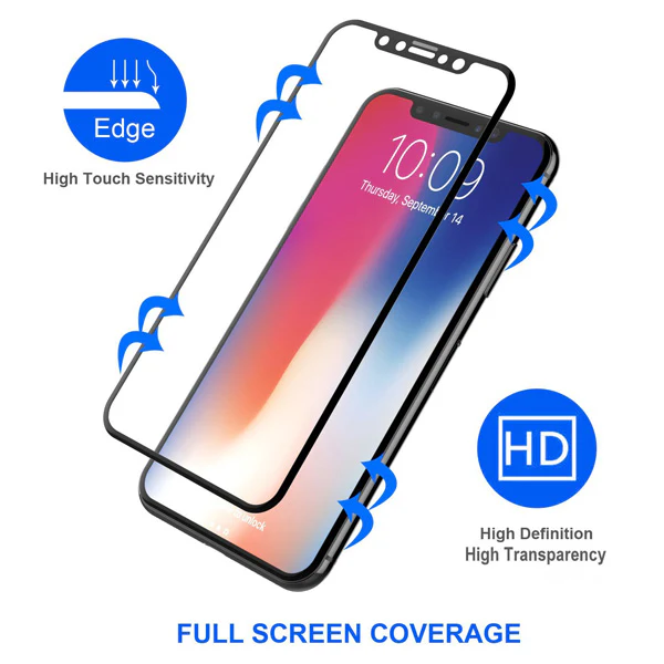 iPhone X/XS/11 Pro - Tempered Glass Screen Protector - HD Clear - 5D Curved - Full Cover - Image 3