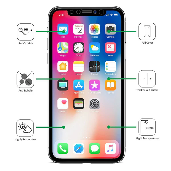 iPhone X/XS/11 Pro - Tempered Glass Screen Protector - HD Clear - 5D Curved - Full Cover - Image 5