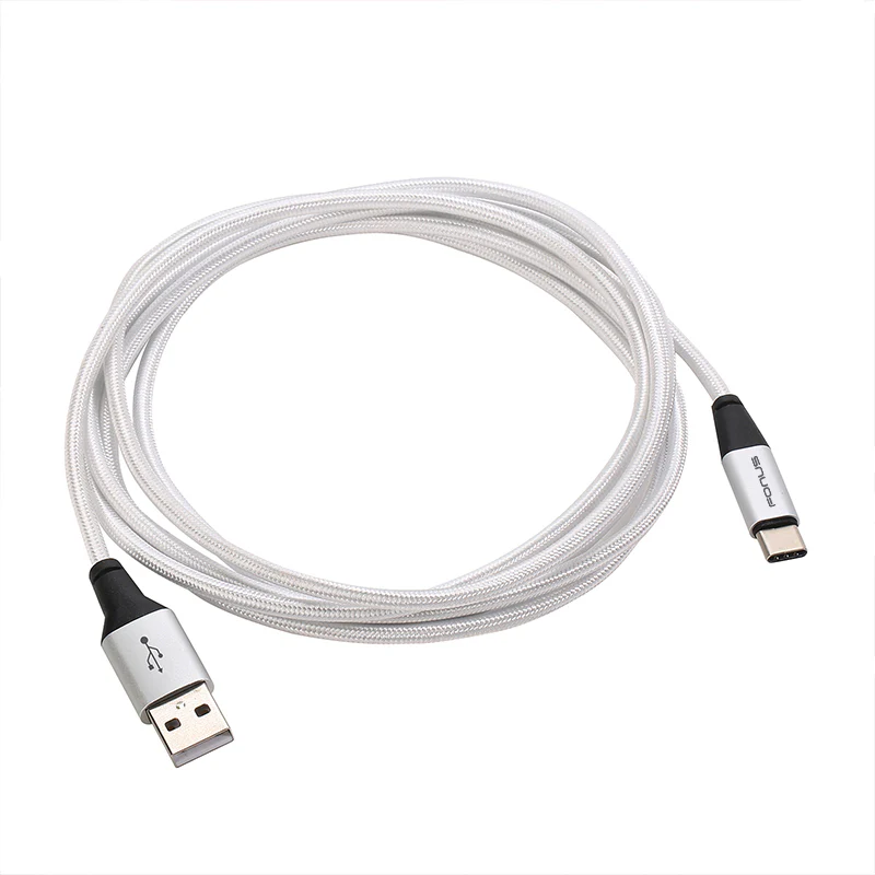 6ft USB-C Cable Charger Cord - Braided - White - Fonus R09 - Image 3