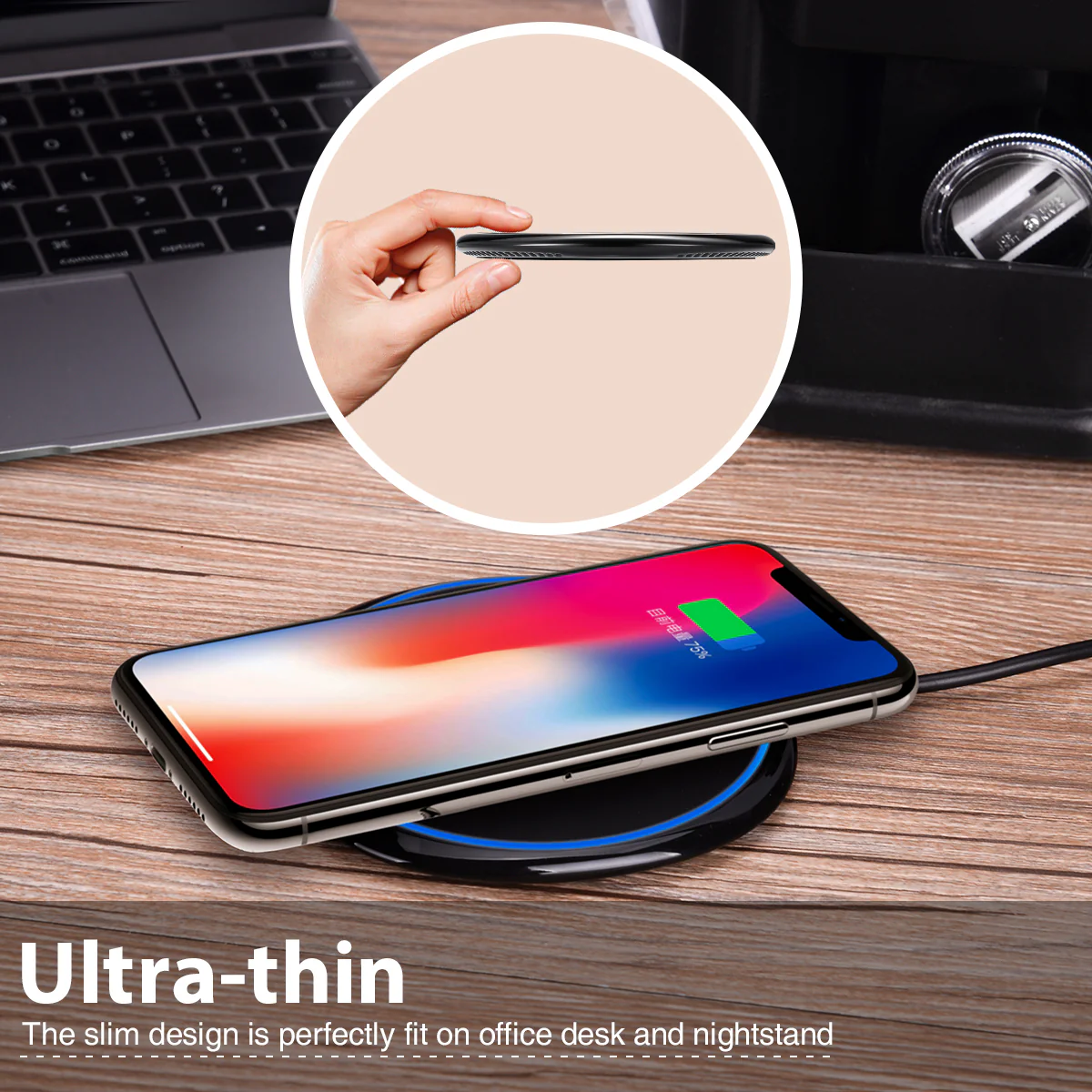 Ultra Slim Wireless Charger Fast Charging Pad - Non-Slip - Fonus R86 - Image 2