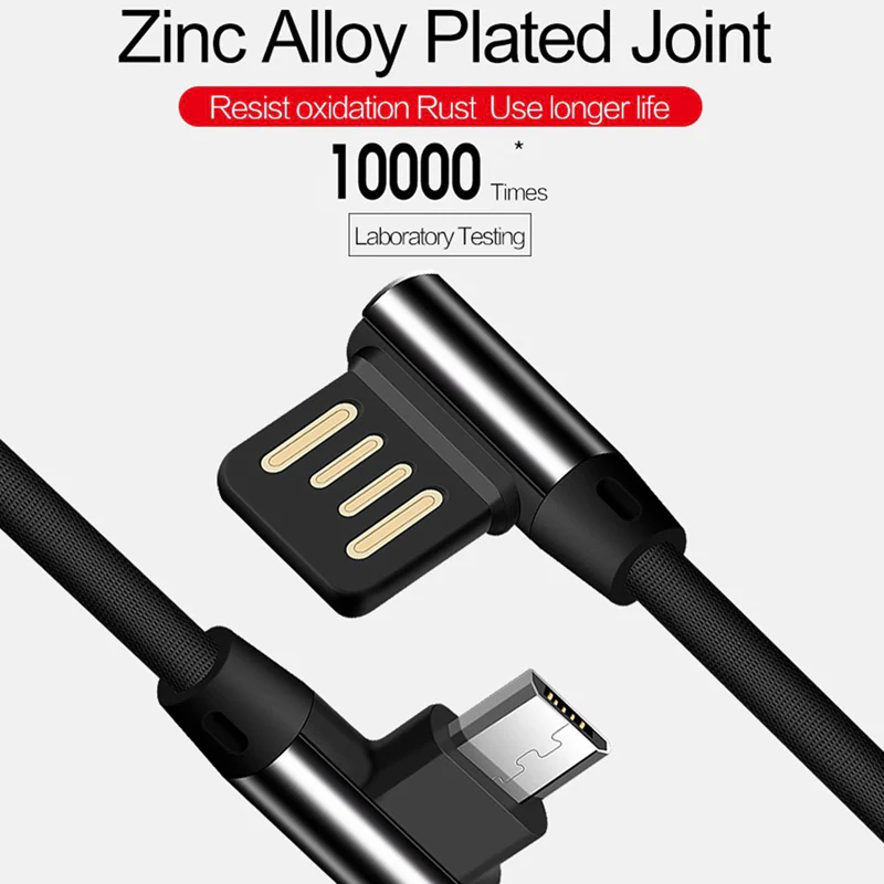 6ft Micro USB Cable Power Cord -90 Degree Right Angle - Braided - Black - Fonus R32 - Image 6