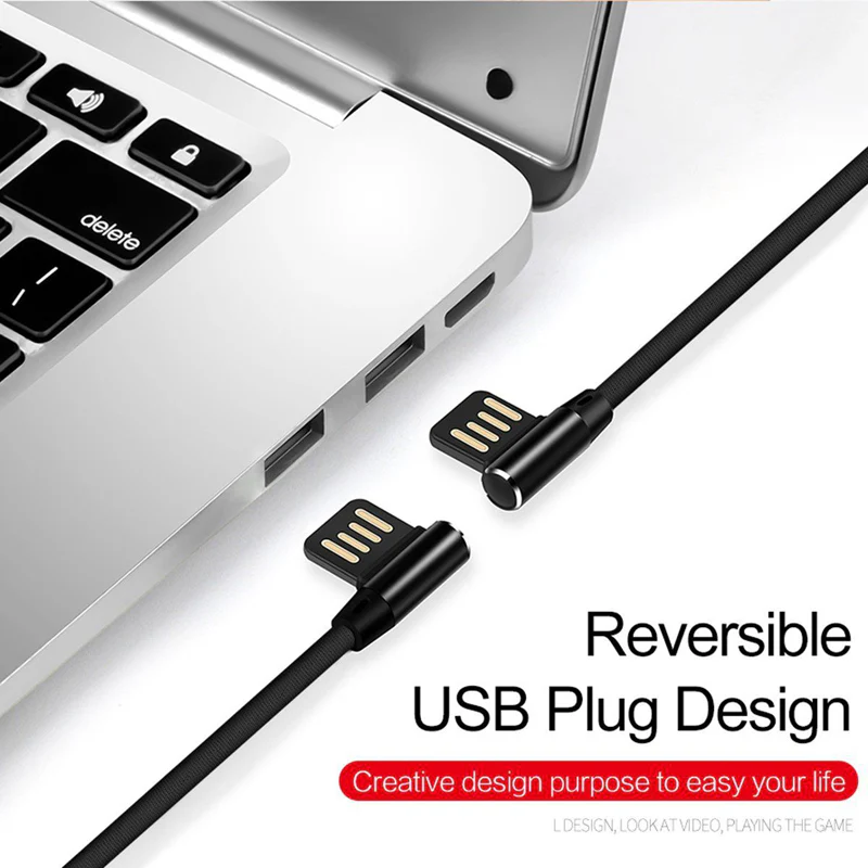 10ft USB-C Cable Charger Cord -90 Degree Right Angle - Braided - Black - Fonus R34 - Image 5