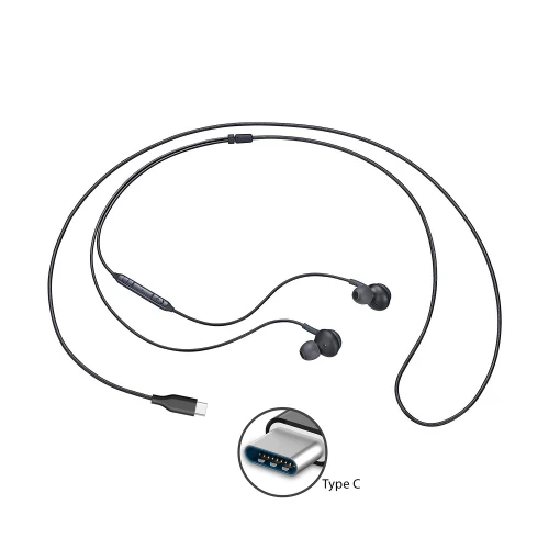 AKG TYPE-C Earphones Authentic Headphones USB-C Earbuds EO-IC100 w Mic - Black - Image 2