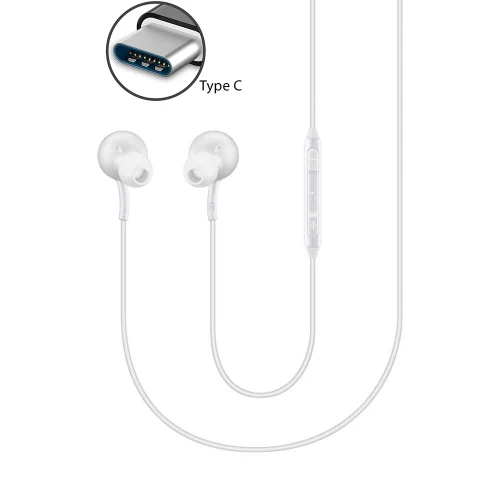 AKG TYPE-C Earphones Authentic Headphones USB-C Earbuds EO-IC100 w Mic - White - Image 2