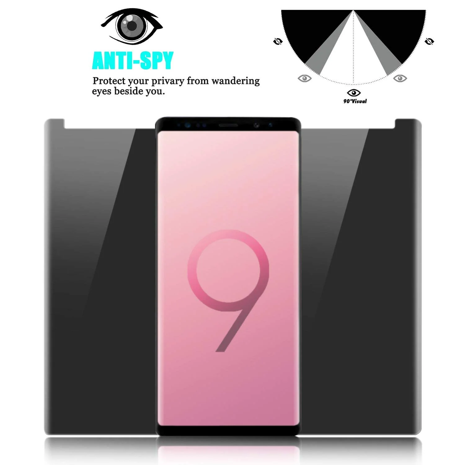 Samsung Galaxy Note 9 - Privacy Screen Protector - Tempered Glass - 3D Full Cover - Image 2
