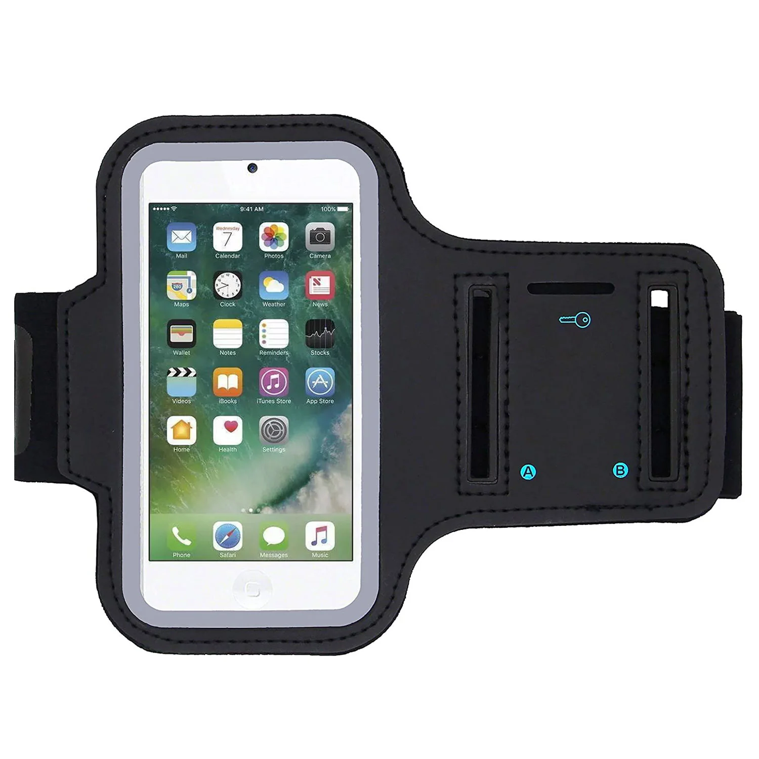 Sports Armband Gym Running Band Neoprene - Black - Fonus D35