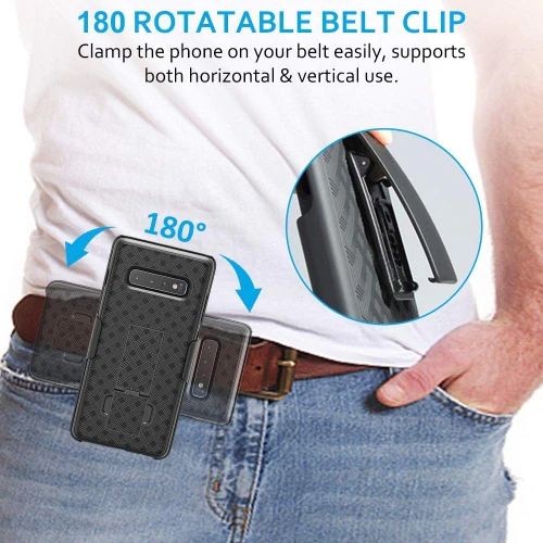 Case Holster Combo Swivel Belt Clip - Dropproof - Kickstand - Black - Fonus L45 - Image 3