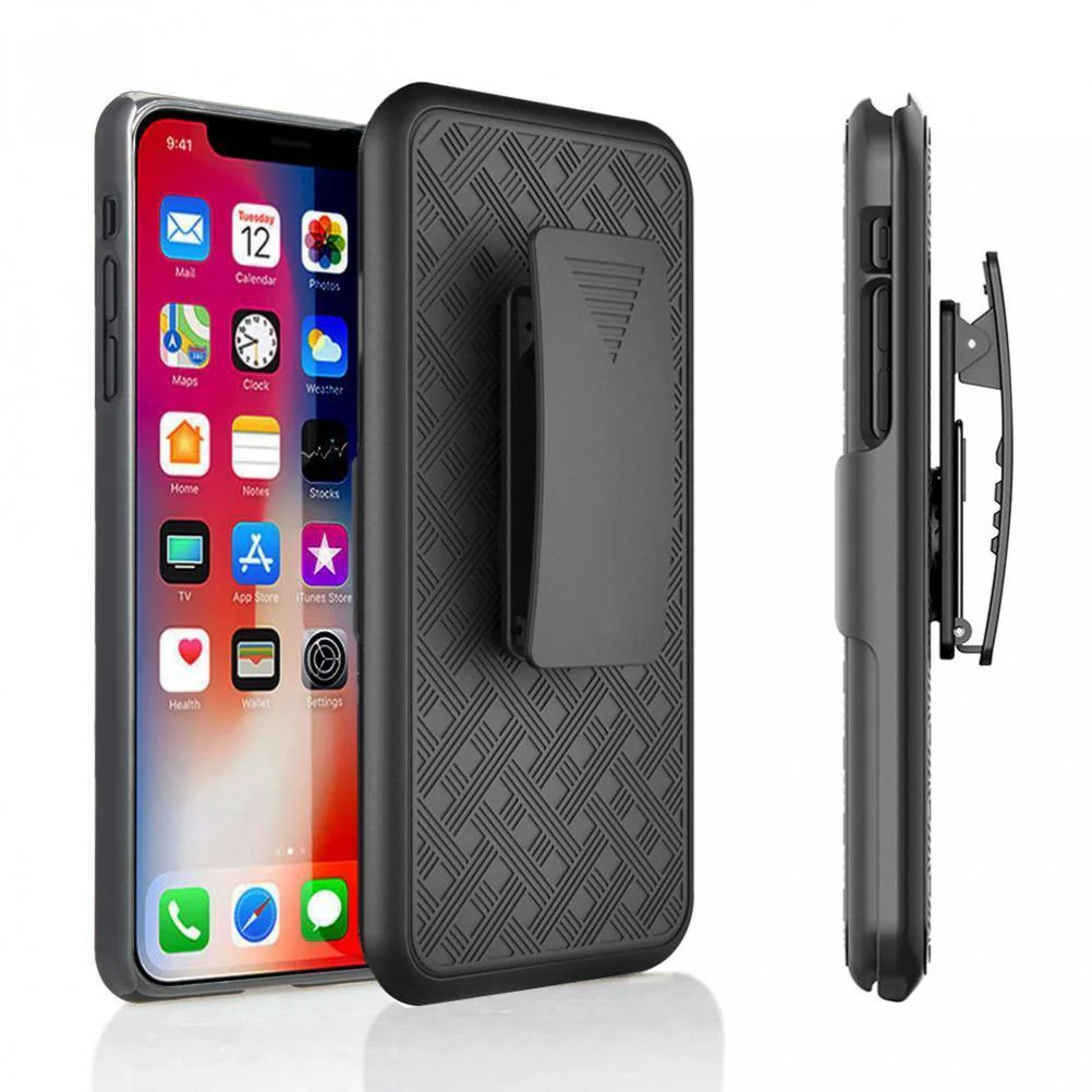 Case Holster Combo Swivel Belt Clip - Dropproof - Kickstand - Black - Fonus L43