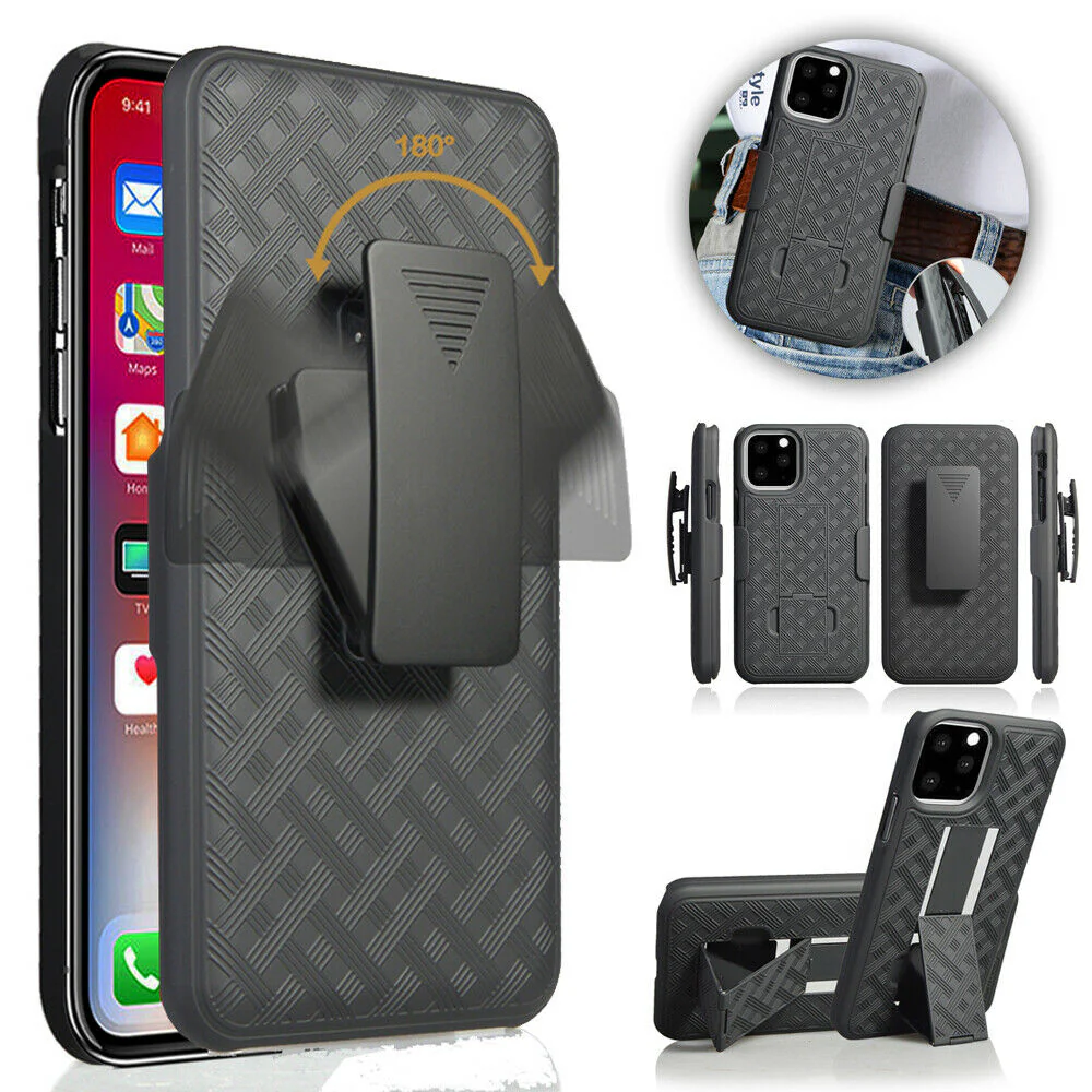Belt Clip Case and 3 Pack Privacy Screen Protector Swivel Holster Tempered Glass Kickstand Cover Anti-Spy Anti-Peep - ZDA49+3Z26 - Image 2