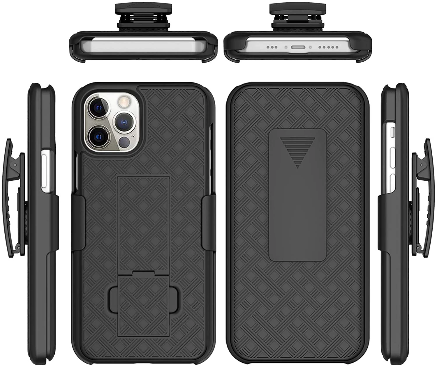 Belt Clip Case and 3 Pack Privacy Screen Protector Swivel Holster Tempered Glass Kickstand Cover Anti-Spy Anti-Peep - ZDC26+3G56 - Image 3