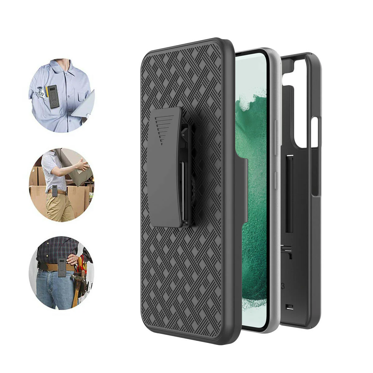 Belt Clip Case and 3 Pack Privacy Screen Protector Swivel Holster TPU Film Kickstand Cover Anti-Peep Anti-Spy - ZDZ54+3Z24 - Image 9