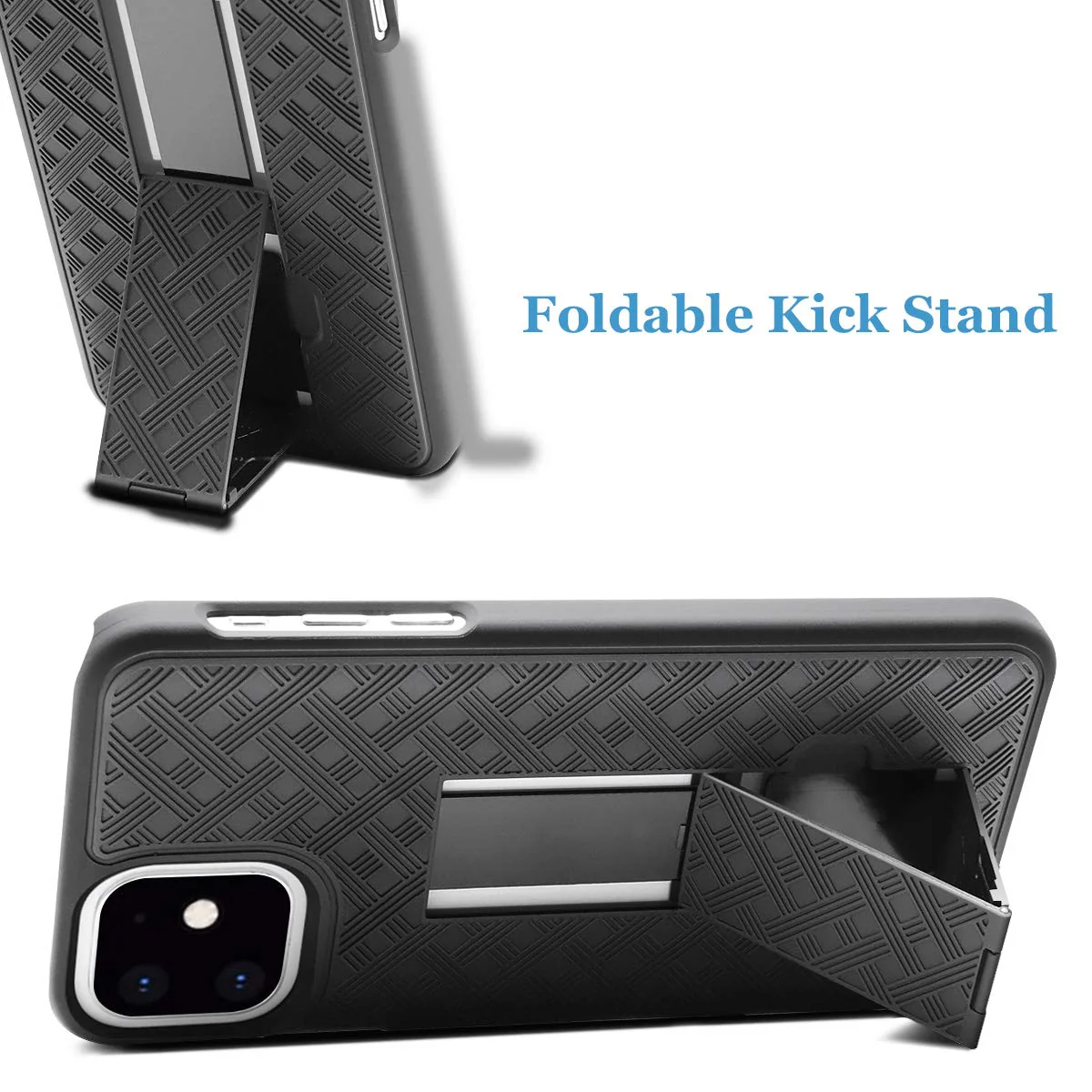 Belt Clip Case and 3 Pack Screen Protector Swivel Holster Tempered Glass Kickstand Cover 5D Touch Curved Edge - ZDM27+3R49 - Image 5