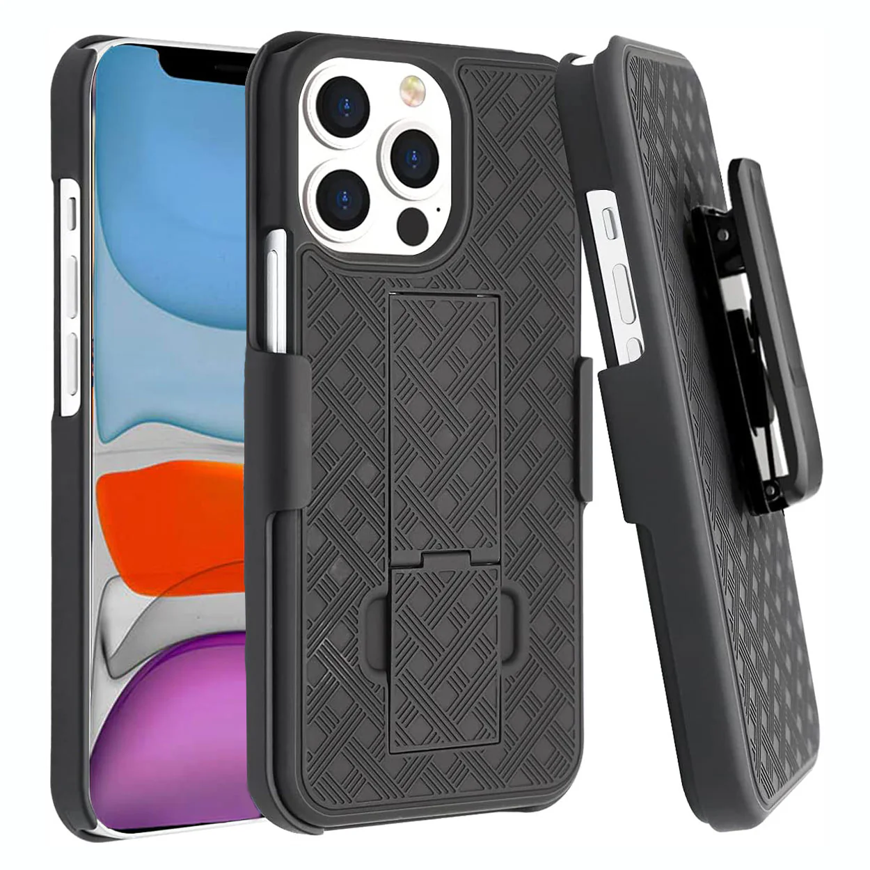 Belt Clip Case and 3 Pack Screen Protector Swivel Holster Tempered Glass Kickstand Cover 9H Hardness Anti-Glare - ZDA54+3Z31 - Image 8