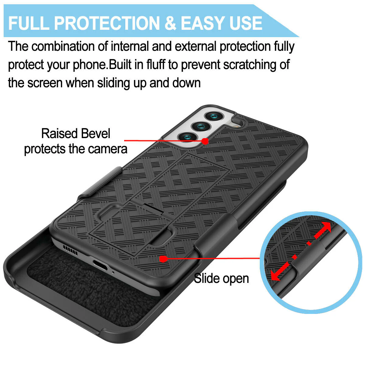 Belt Clip Case and Screen Protector Swivel Holster Tempered Glass Kickstand 9H Hardness (Fingerprint Unlock) - ZDK24+Y96 - Image 8