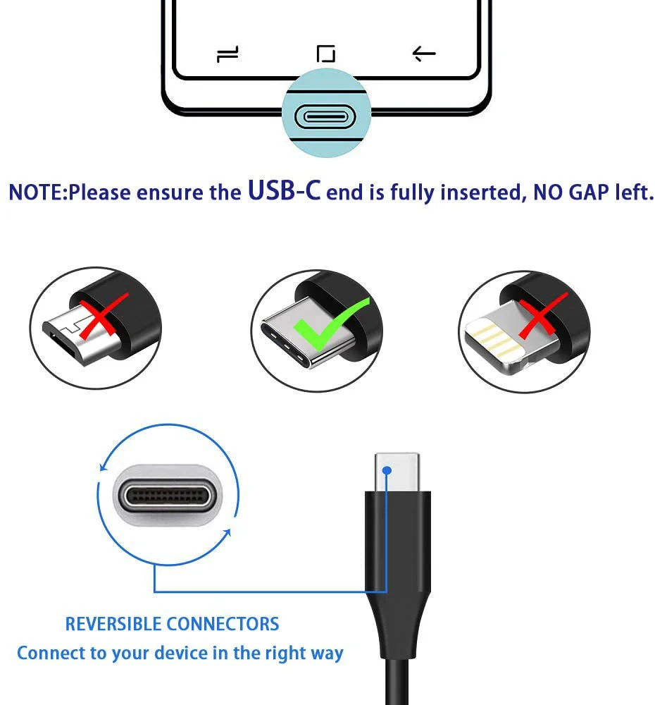10ft USB-C Cable Charger Power Cord - TPE - Black - Fonus J50 - Image 4