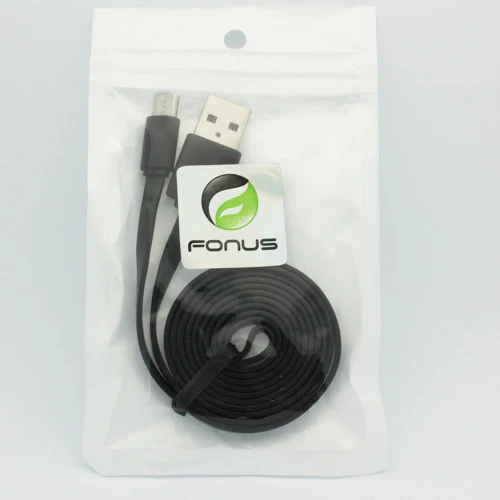 3ft Micro USB Cable Charger Cord - Flat - Black - Fonus B31 - Image 3