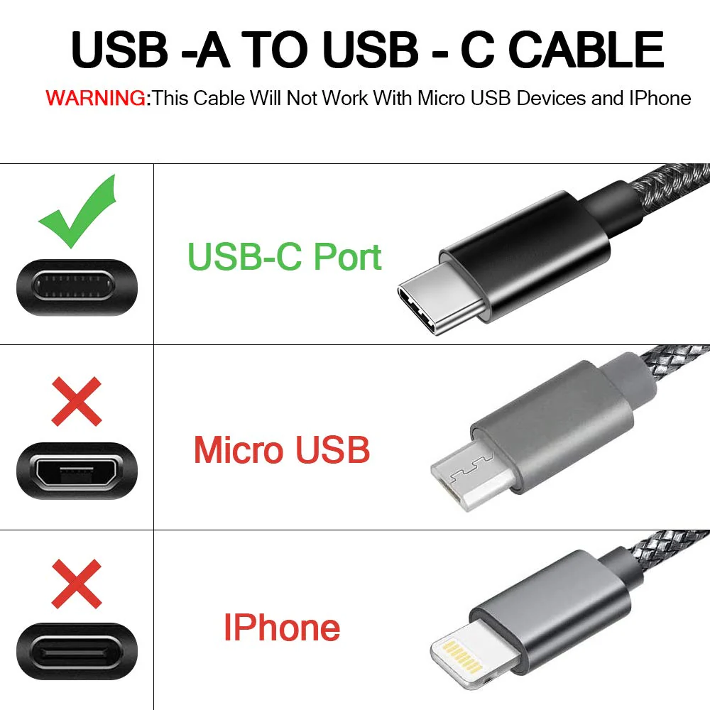 6ft USB-C Cable Charger Power Cord - TPE - Black - Fonus A01 - Image 3