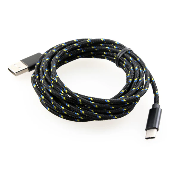 10ft USB-C Cable Charger Cord - Braided - Black - Fonus C85 - Image 3