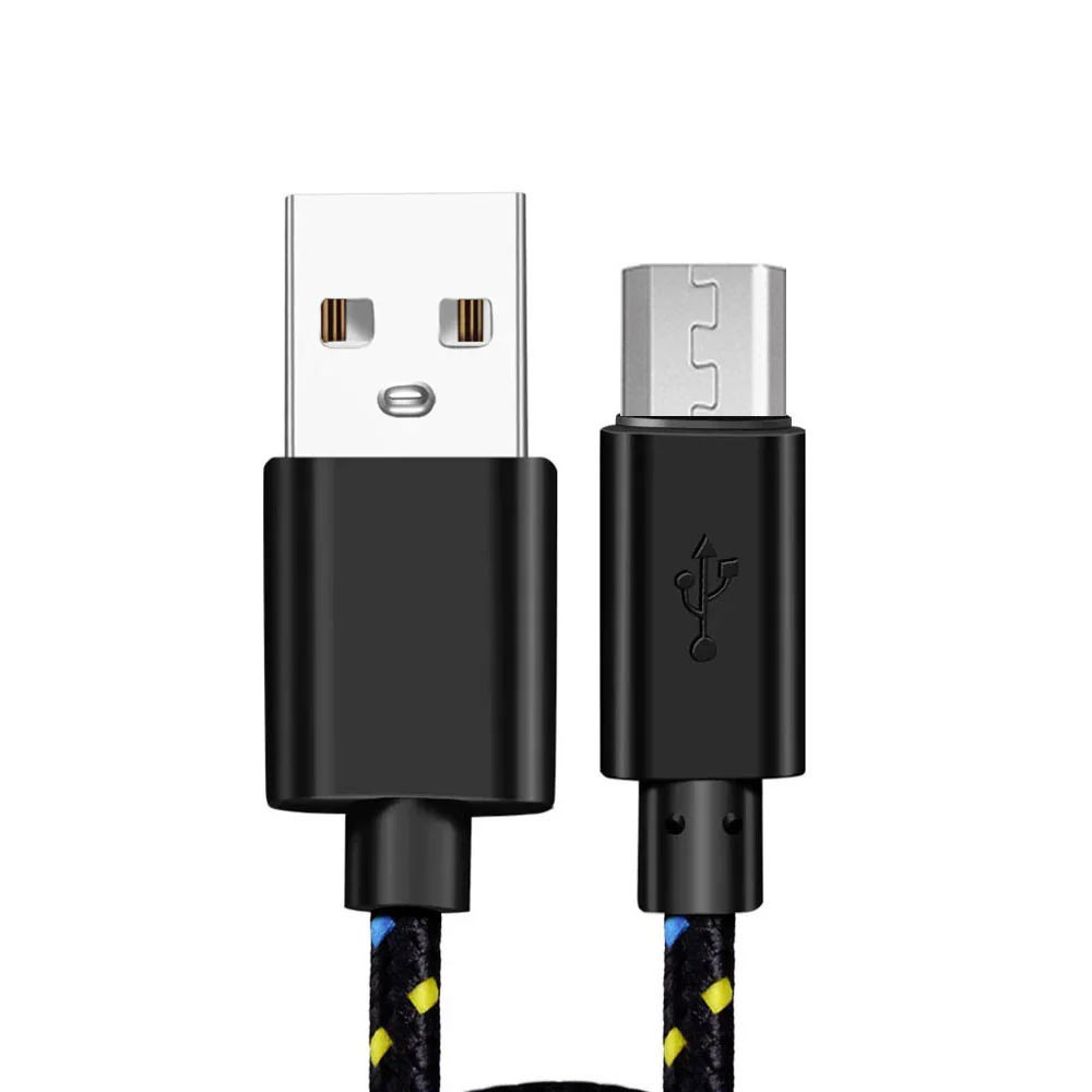 10ft Micro USB Cable Charger Cord - Braided - Black - Fonus G06