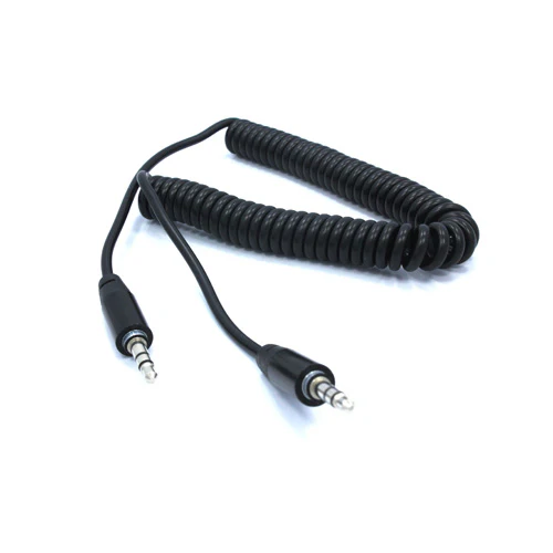 3.5mm Audio Cable Aux-in Car Stereo Speaker Cord - Coiled - Black - Fonus P19 - Image 2
